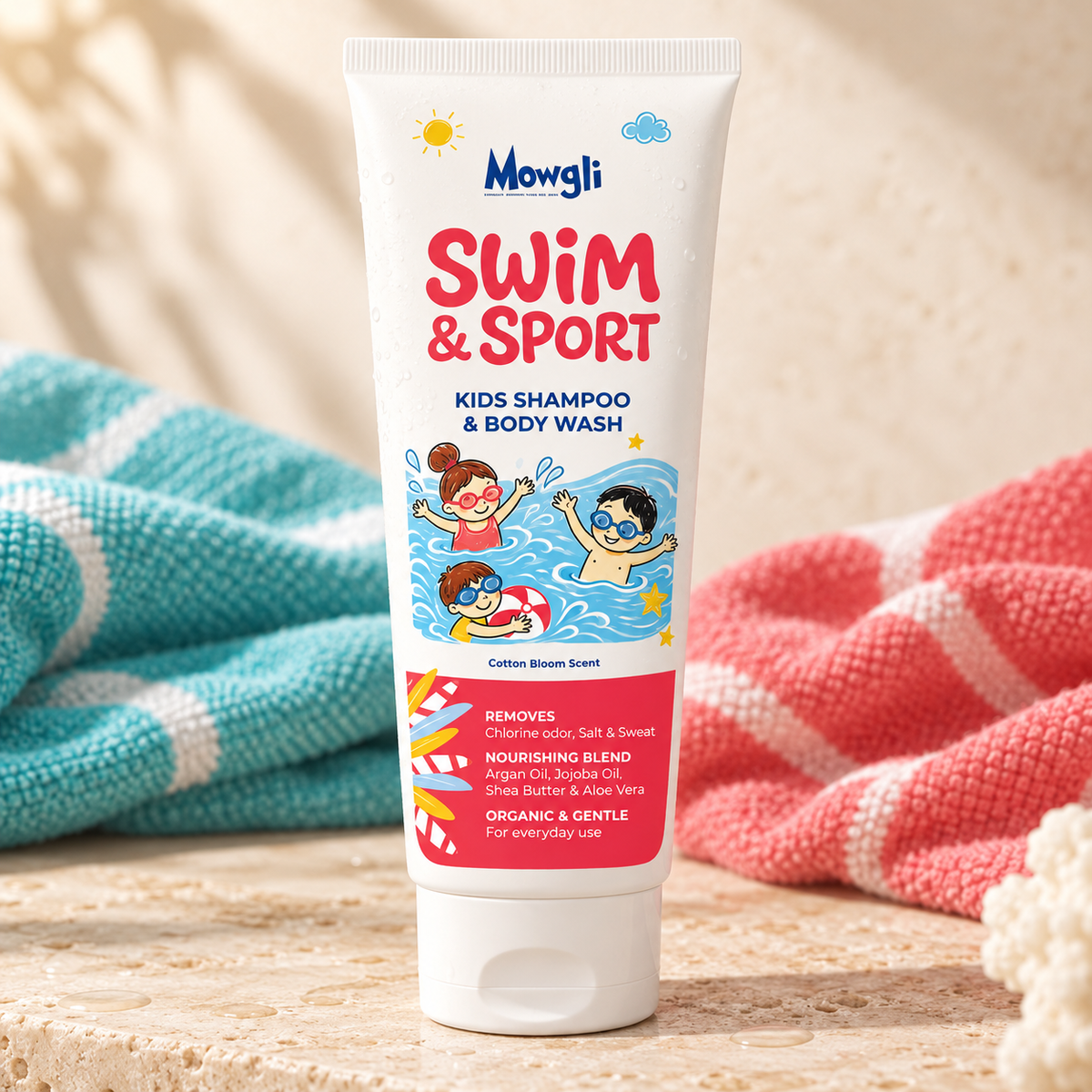 Mowgli Swim & Sport Shampoo & Body Wash – 180 ml – verpakkingsdetail