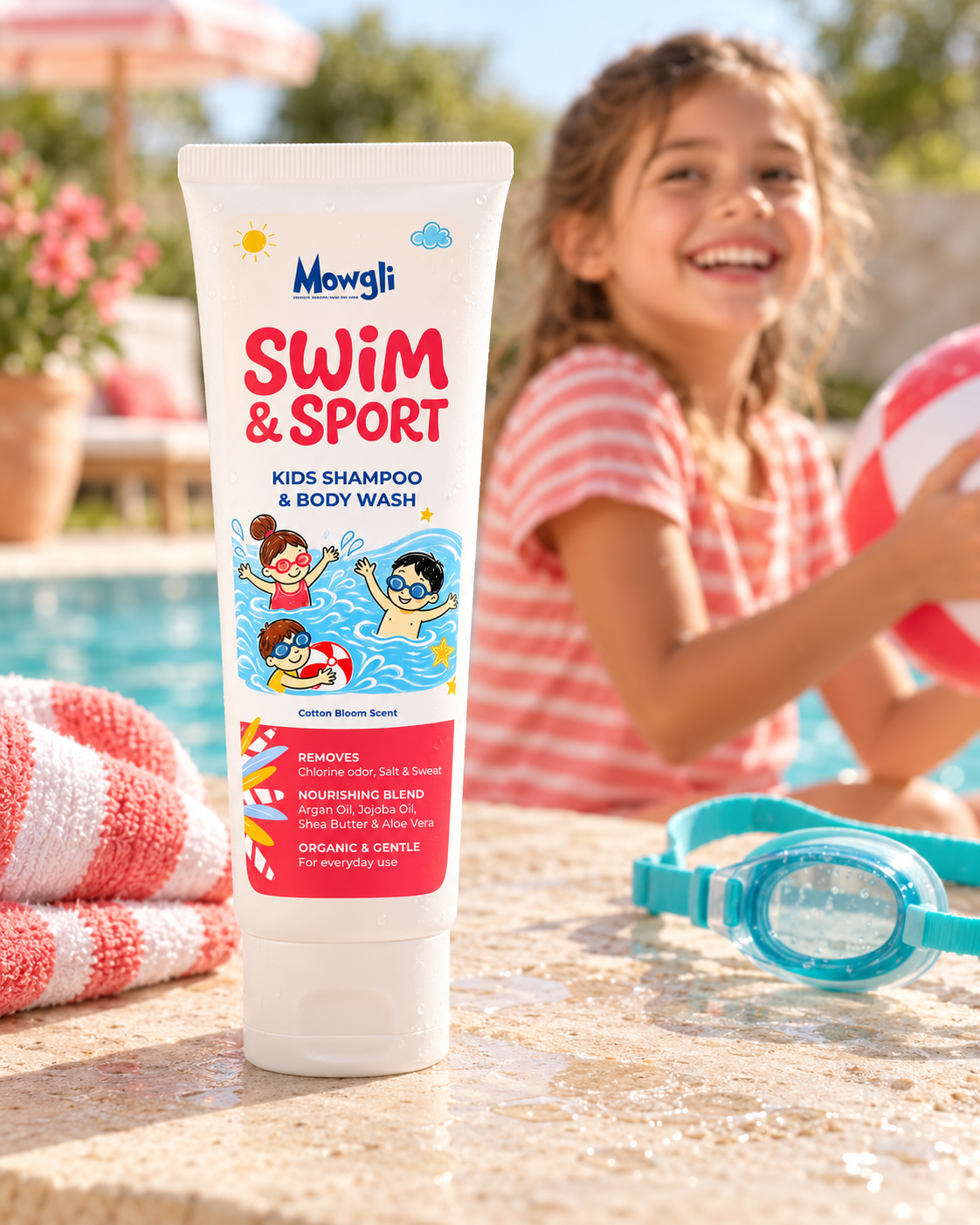 Mowgli Swim & Sport Shampoo & Body Wash – 180 ml – verzorgingsmoment